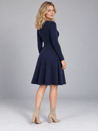 Women's A-Line Knit Dress | Crew Neck Long Sleeve Jumper Dress