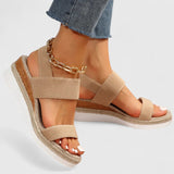 Women's Beige Mesh Platform Sandals