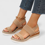 Women's Beige Mesh Platform Sandals