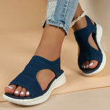 Women's Black Knit Wedge Sandals