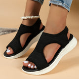 Women's Black Knit Wedge Sandals