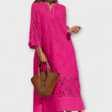 Women's Cream Lace Midi Dress