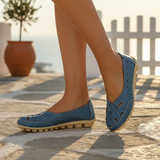 Women's White Perforated Leather Loafers