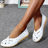 Women's White Perforated Leather Loafers