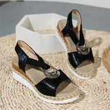 Women's Beige Mesh Espadrille Wedge Sandals
