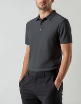 Men's Charcoal Textured Cotton Polo Shirt