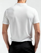Men's Charcoal Textured Cotton Polo Shirt