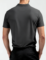Men's Charcoal Textured Cotton Polo Shirt
