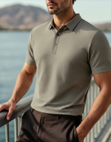 Men's Charcoal Textured Cotton Polo Shirt
