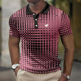 Men's Blue Geometric Print Polo Shirt