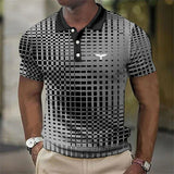 Men's Blue Geometric Print Polo Shirt