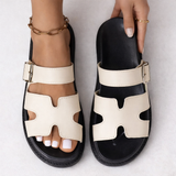 Women's Black Leather Platform Sandals