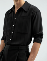 Men's White Striped Cotton Long Sleeve Shirt