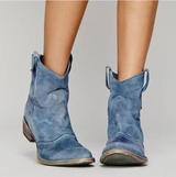 Women's Taupe Suede Western Block Heel Boots