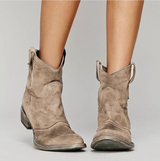 Women's Taupe Suede Western Block Heel Boots