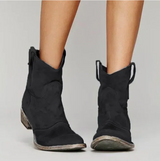 Women's Taupe Suede Western Block Heel Boots