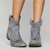 Women's Taupe Suede Western Block Heel Boots