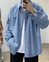 Men's Striped Cotton Short Sleeve Shirt