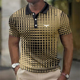 Men's Blue Geometric Print Polo Shirt