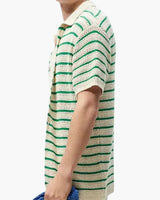 Women's Green and Cream Striped Knit Cardigan