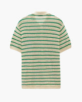 Women's Green and Cream Striped Knit Cardigan