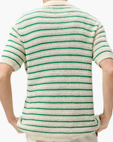 Women's Green and Cream Striped Knit Cardigan