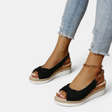 Women's Blush Canvas Espadrille Wedge Sandals