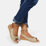 Women's Blush Canvas Espadrille Wedge Sandals