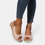 Women's Blush Canvas Espadrille Wedge Sandals