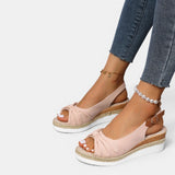 Women's Blush Canvas Espadrille Wedge Sandals