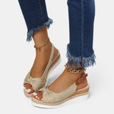 Women's Blush Canvas Espadrille Wedge Sandals