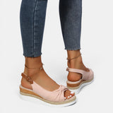 Women's Blush Canvas Espadrille Wedge Sandals