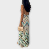 Women's Sequin Chevron Evening Maxi Dress