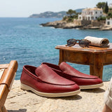 Men's Navy and Gray Textured Leather Loafers