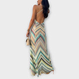 Women's Sequin Chevron Evening Maxi Dress