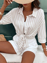 Montarello Striped Women's Oversized Button-Up Shirt