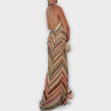 Women's Sequin Chevron Evening Maxi Dress