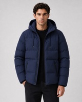 Men's Winter Puffer Jacket With Drawstring Hood & Zip Pockets
