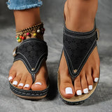 Women’s Black Leather Wedge Sandal – Arch Support