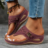 Women’s Black Leather Wedge Sandal – Arch Support