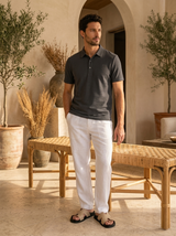 Men's Textured Cotton Polo Shirt