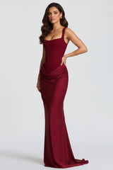 Women’s Elegant Corset Maxi Dress with Pleated Skirt for Formal Occasions