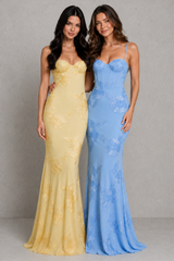 Women’s Floral Corset Maxi Dress - Sculpted Silhouette