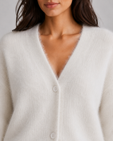 Women's Fluffy V-Neck Button-Front Cardigan