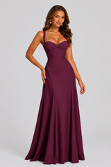 Women’s Chiffon Maxi Dress with Lace-Up Back for Evening & Formal Wear