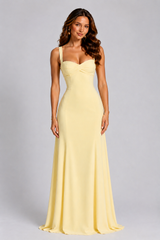 Women’s Chiffon Maxi Dress with Lace-Up Back for Evening & Formal Wear