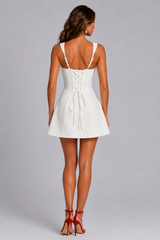 Women’s Structured Mini Party Dress with Square Neck
